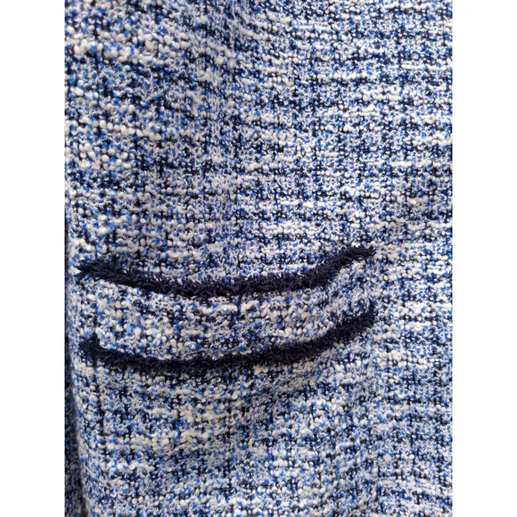 💕EUC TALBOTS Tweed Jacket, Blazer, SZ.10 Navy Blue White Silver - Picture 3 of 12